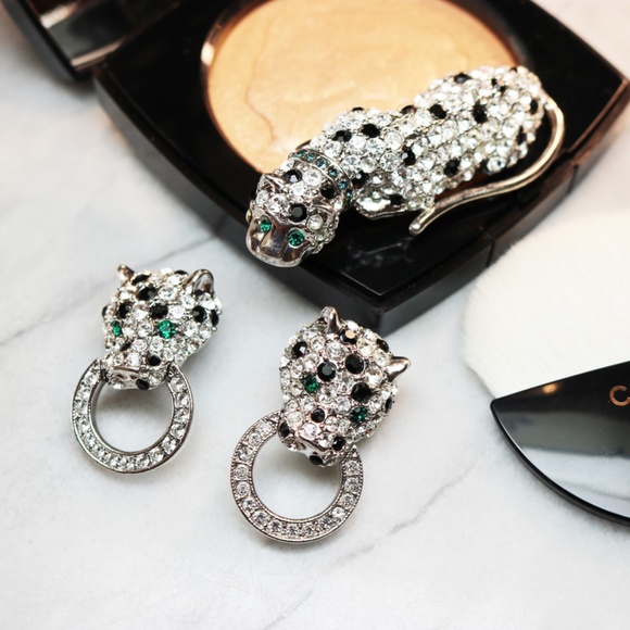 Rare Kenneth Jay Lane Leopard Doorknocker Earrings - Picture 2 of 8